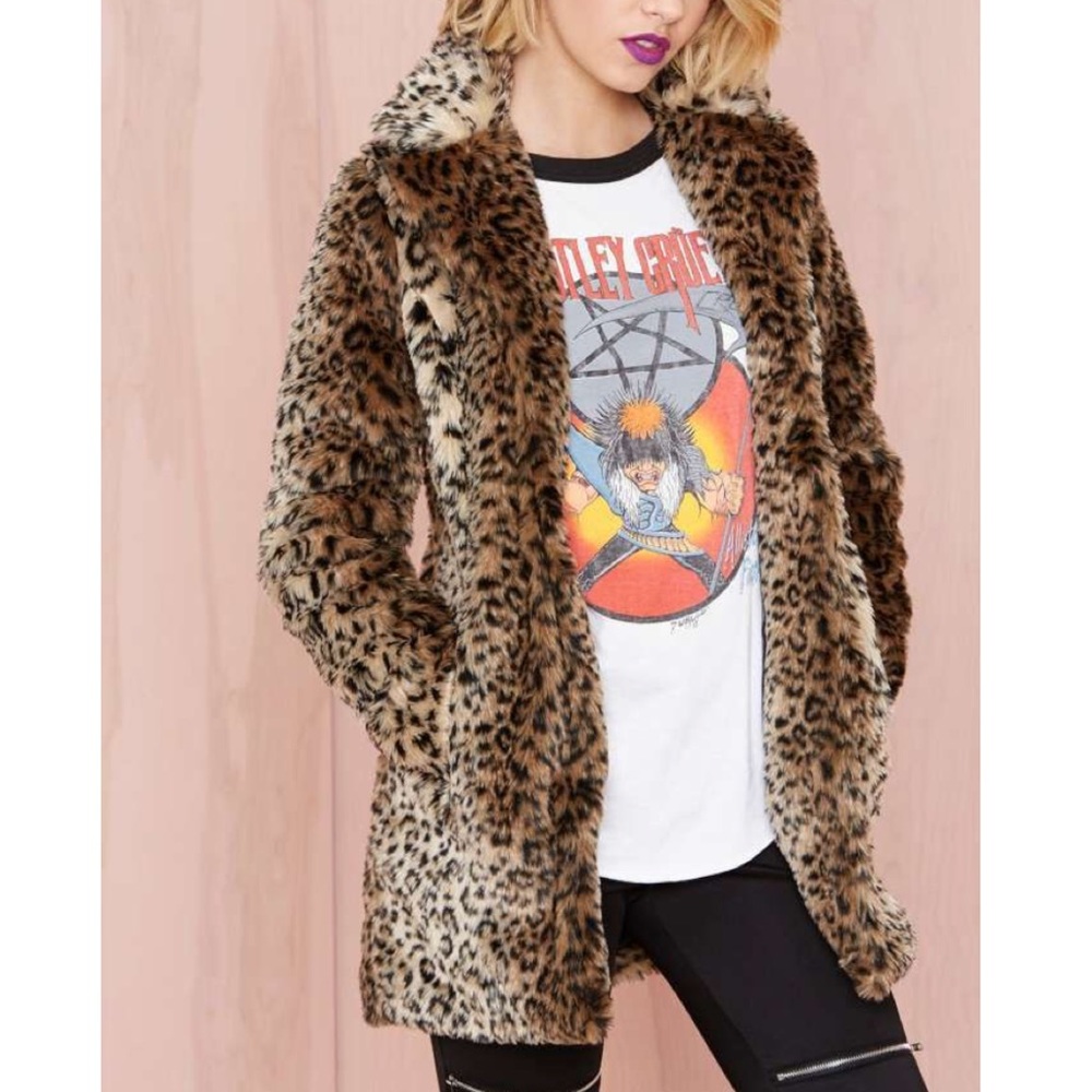 Nasty Gal Leopard Print Faux Fur Coat